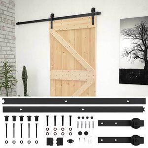 vidaXL Sliding Door Natural and Black 90 x 210 cm Solid Pine Wood