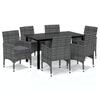 vidaXL 7 Piece Garden Dining Set with Cushions Poly Rattan Grey