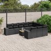 vidaXL 11 Piece Garden Sofa Set with Cushions Black Poly Rattan