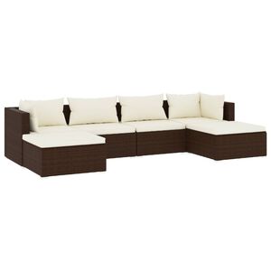 vidaXL 6 Piece Garden Lounge Set with Cushions Poly Rattan Brown