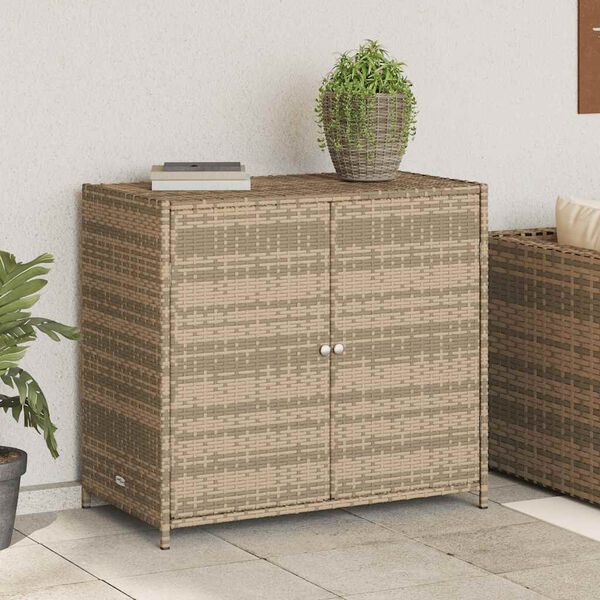 vidaXL Garden Storage Cabinet Beige 83x45x76 cm Poly Rattan