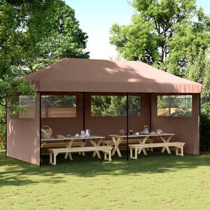vidaXL Party Tent Brown with Black Frame Oxford Fabric