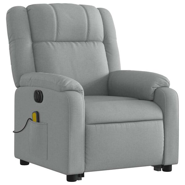 vidaXL Electric Stand up Massage Recliner Chair Light Grey Fabric