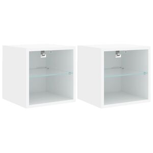 vidaXL TV Wall Cabinets with LED Lights 2 pcs White 30x28.5x30 cm