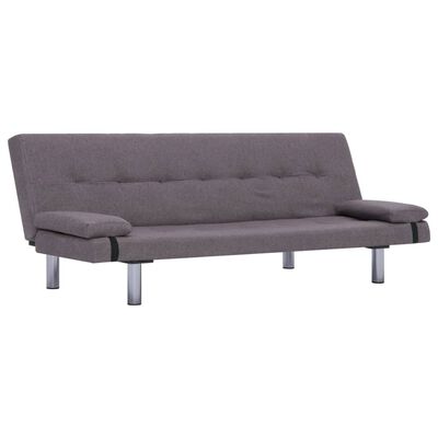 vidaXL Sofa Bed with Two Pillows Taupe Polyester