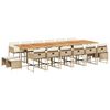 vidaXL 17 Piece Garden Dining Set with Cushions Beige Poly Rattan