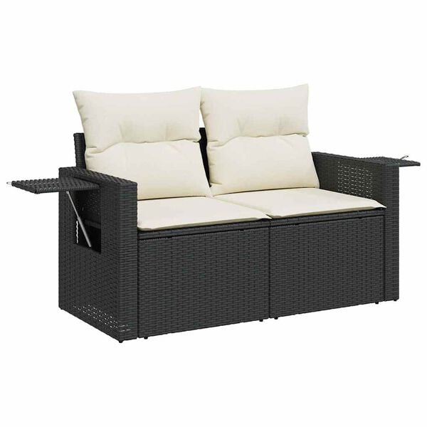 vidaXL 6 Piece Garden Sofa Set with Cushions Black Poly Rattan