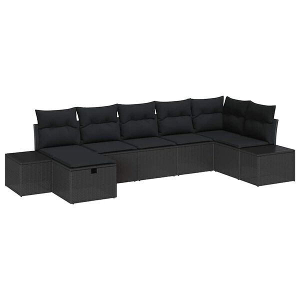vidaXL Sofa Set with Cushion 7 pcs Poly Rattan
