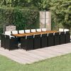vidaXL 19 Piece Garden Dining Set with Cushions Black Poly Rattan