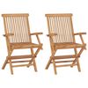 vidaXL Garden Chairs with Cream White Cushions 2 pcs Solid Teak Wood