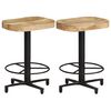 vidaXL Bar Stool | Set of 2 | Natural wood and black | Solid Mango Wood