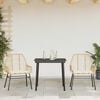 vidaXL 3 Piece Garden Dining Set with Cushions Brown Poly Rattan Glass
