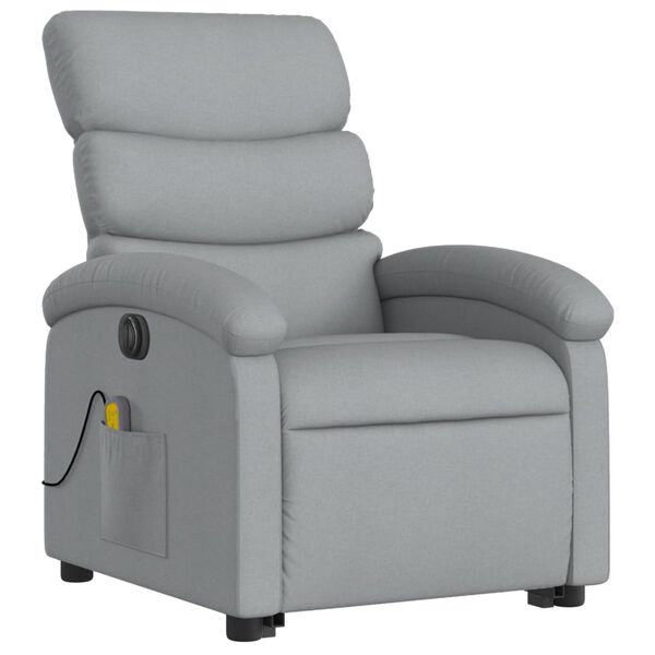 vidaXL Electric Stand up Massage Recliner Chair Light Grey Fabric