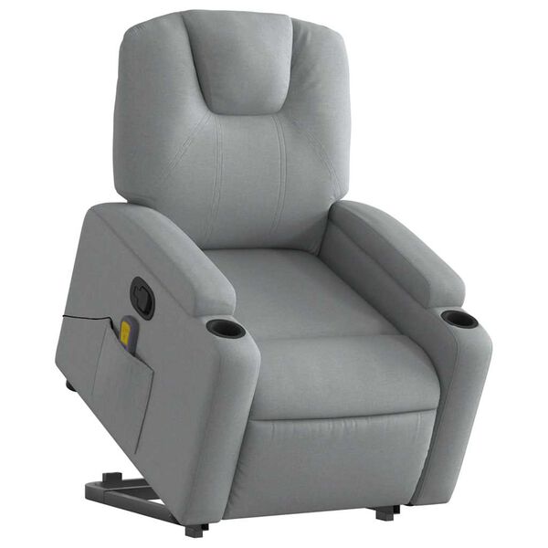 vidaXL Stand up Massage Recliner Chair Light Grey Fabric