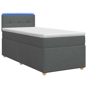 vidaXL Box Spring Bed with Mattress and LED Dark Grey 107 x 203 cm