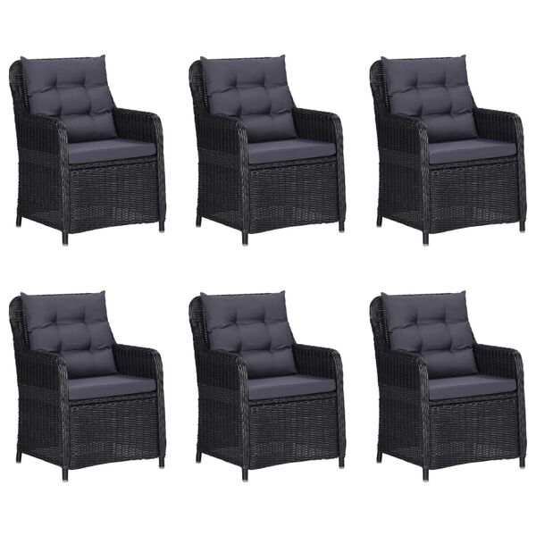vidaXL 7 Piece Garden Dining Set Poly Rattan Black