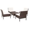 vidaXL 5 Piece Garden Sofa Set with Cushions Poly Rattan Brown