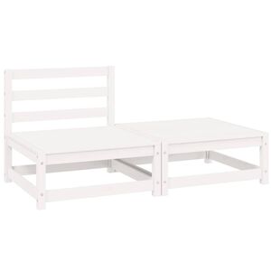 vidaXL 2 Piece Garden Lounge Set White Solid Pinewood