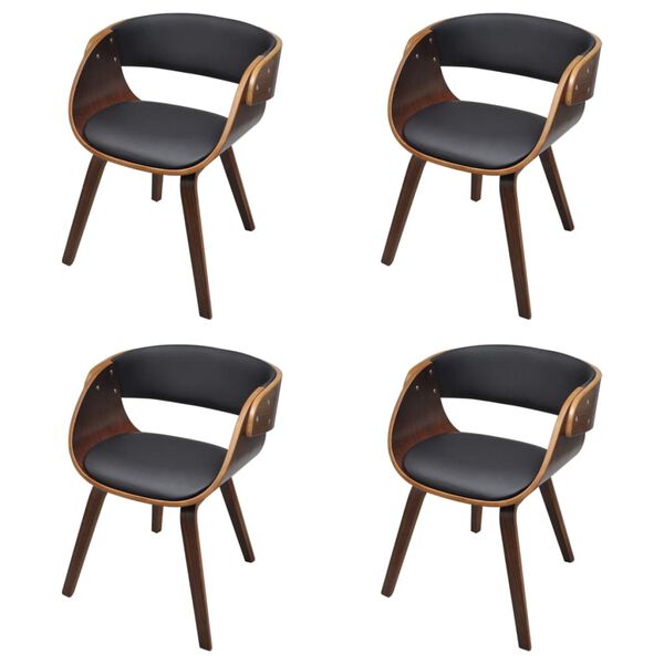 vidaXL Dining Chairs 4 pcs Brown Bent Wood and Faux Leather