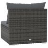 vidaXL 4-Seater Sofa with Cushions Grey Poly Rattan