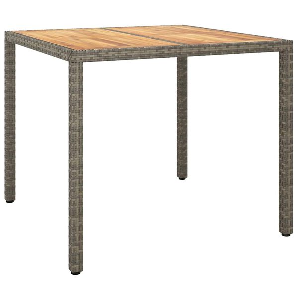 vidaXL Garden Dining Table Grey 90 x 90 x 75 cm Poly Rattan