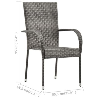 vidaXL Stackable Outdoor Chairs 6 pcs Grey Poly Rattan