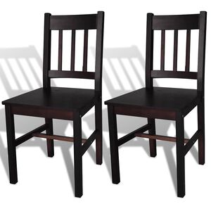 vidaXL Dining Chair | Set of 2 | Dark Brown | Pine wood | Standard