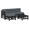 vidaXL 5 Piece Garden Lounge Set with Cushions Black Solid Wood