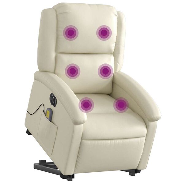 vidaXL Electric Stand up Massage Recliner Chair Cream Faux Leather