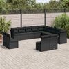 vidaXL 13 Piece Garden Sofa Set with Cushions Black Poly Rattan