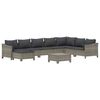 vidaXL 9 Piece Garden Lounge Set with Cushions Grey Poly Rattan