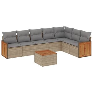 vidaXL 8 Piece Garden Sofa Set with Cushions Beige Poly Rattan