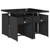 vidaXL 5 Piece Garden Dining Set with Cushions Black Poly Rattan