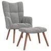 vidaXL Relaxing Chair with a Stool Light Grey Velvet