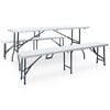 vidaXL Folding Garden Table with 2 Benches 180 cm Steel and HDPE White