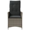 vidaXL Reclining Garden Chair with Cushions Grey Poly Rattan