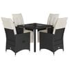 vidaXL 5 Piece Garden Dining Set with Cushions Black Poly Rattan