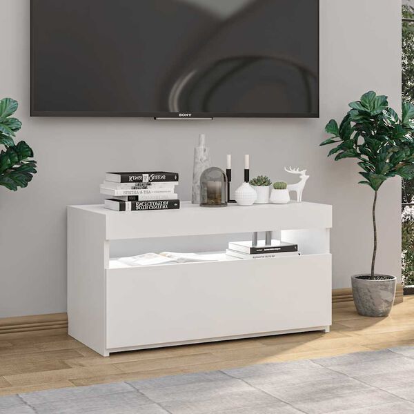vidaXL TV Cabinet with LED Lights White 75x35x40 cm