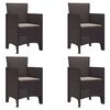 vidaXL Garden Chair 4 pcs Brown Polypropylene