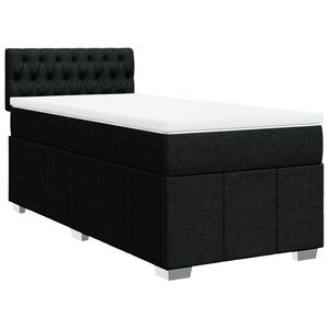 vidaXL Box Spring Bed with Mattress Black King Single Fabric