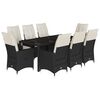 vidaXL 9 Piece Garden Dining Set with Cushions Black Poly Rattan