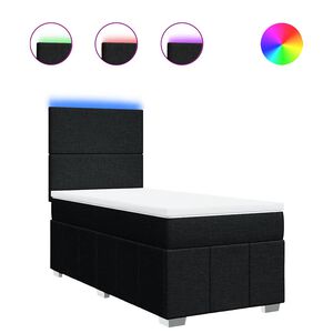 vidaXL Box Spring Bed with Mattress Black King Single Fabric