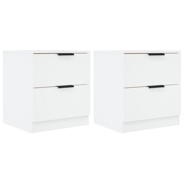 vidaXL Bedside Cabinets 2 pcs White Engineered Wood