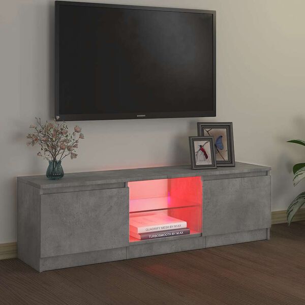 vidaXL TV Cabinet with LED Lights Concrete Grey 120x30x36 cm