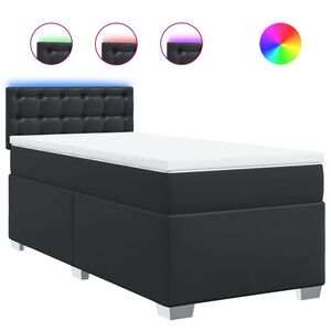 vidaXL Box Spring Bed with Mattress Black King Single Faux Leather