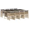 vidaXL 9 Piece Garden Dining Set with Cushions Mix Beige Poly Rattan