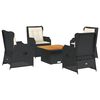 vidaXL 5 Piece Garden Lounge Set with Cushions Black Poly Rattan