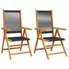 vidaXL Garden Chairs 2 pcs Black Solid Wood Acacia and Polypropylene