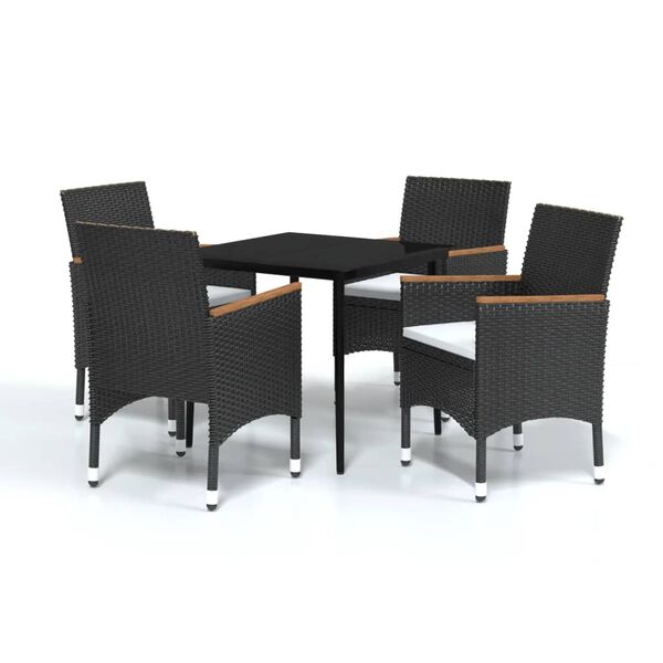 vidaXL 5 Piece Garden Dining Set with Cushions Black