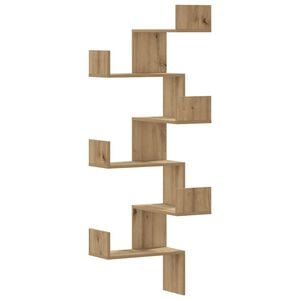 vidaXL Wall Corner Shelf Artisian Oak 45x45x147 cm Engineered Wood